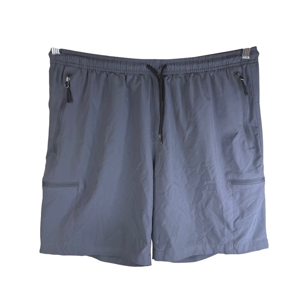 SANTINY Men's Gray Cargo Shorts Activewear Drawstring‎ Zipper Pockets Size XL
